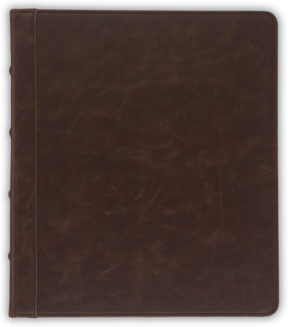 Samsill Vintage Leather Binder, 0.5 Inch Round Ring (Holds 100 Sheets), Letter Size 8.5x11 Documents, Professional Organizer Portfolio, No Zipper, Brown