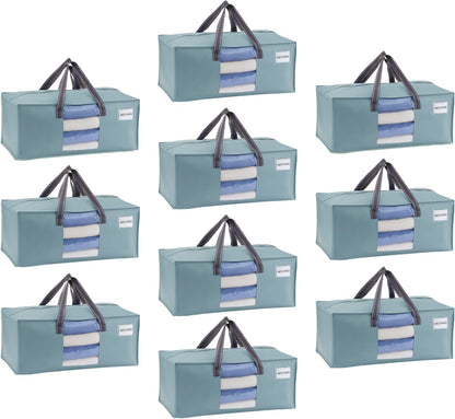 VENO 10 Pack Moving Bags for College, Heavy-Duty Storage Totes, Moving Boxes and Wardrobe Packing Supplies Alternative - Extra Large Durable Laundry Bags for Clothes (Light Blue Matte, 10 Pack)