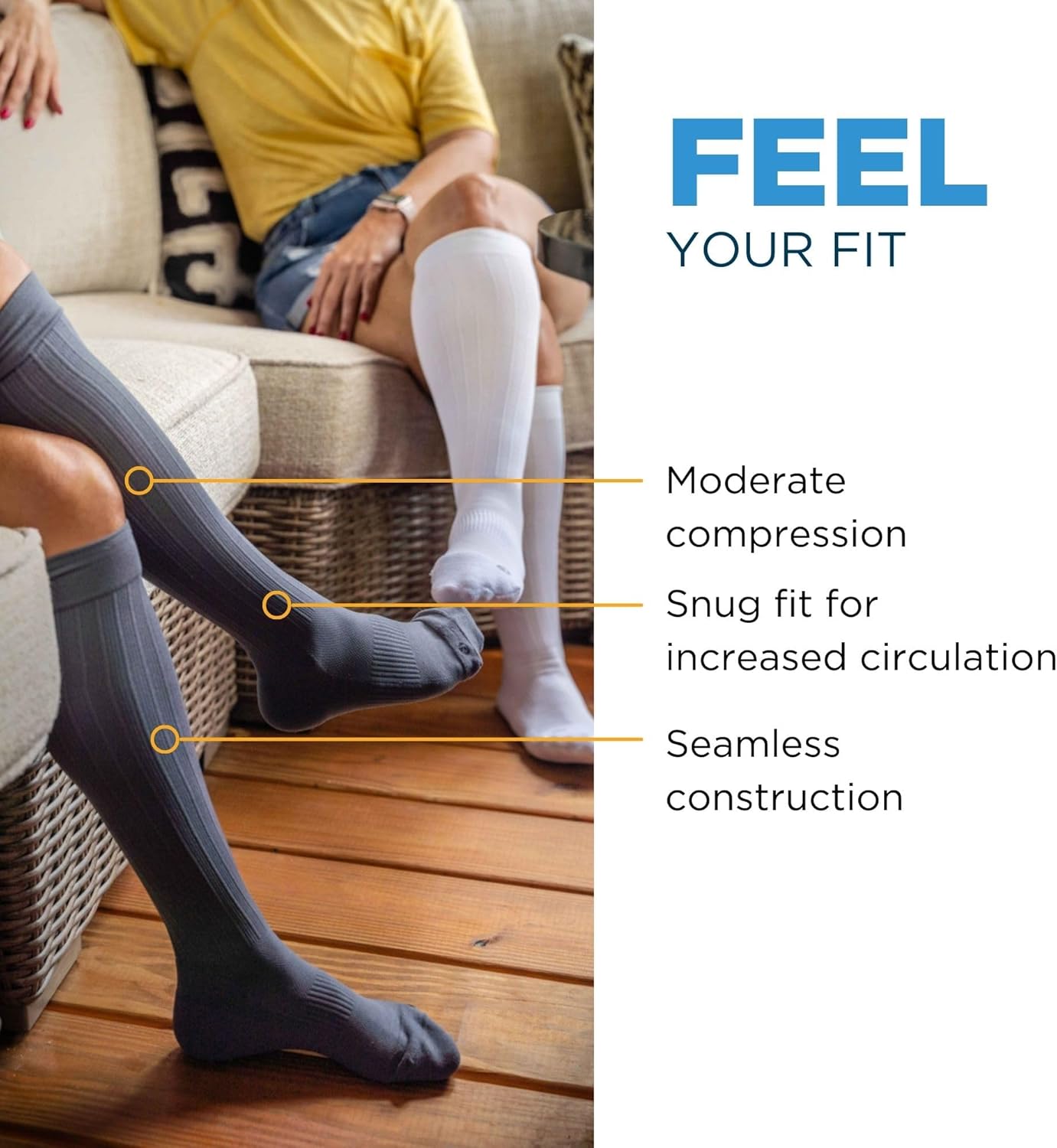 Medical Grade Compression Socks for Men & Women 15-20 mmHg by OrthoSleeve (Black, X-Large)