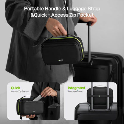 EPICKA Electronics Organizer Travel Case - Cable Organizer Bag for Travel Accessories, Tech Pouch for Cords, Charger, Adapter, Cables, Power Bank, Waterproof Storage Bag with Luggage Strap, Black