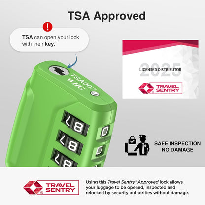 Puroma 2 Pack TSA Approved Luggage Locks, 4 Digit Combination Travel Locks Resettable Code Lock with Zinc Alloy Body for Suitcase, Toolbox, Backpack, Bag, Gym Locker (Green)