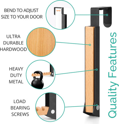 Over The Door Coat Rack: Portable Folding Travel-Friendly Over The Door Clothes Hanger and Laundry Hanger, Ideal for Compact Spaces and On-The-Go Use - 2PCS (Black)