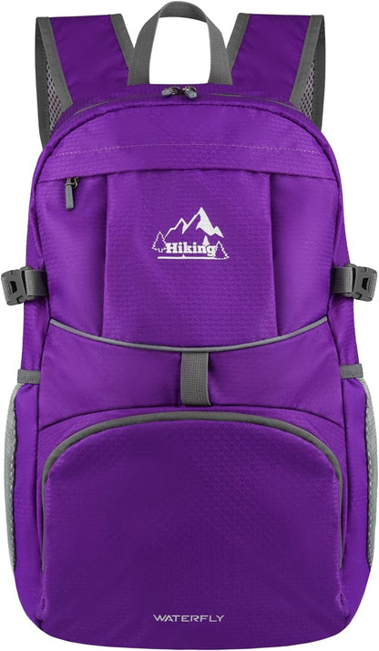 WATERFLY Hiking Foldable Daypack Backpack: 25L Ultra Lightweight Packable Waterproof Outdoor Travel Day Pack for Woman Man