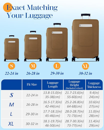 Slohif Luggage Cover for Suitcase Tsa Approved Protector - Luggage Sleeve Suit Case Cover Travel Stretch Large Baggage Case Protective Washable Fit 22-24 Inch Brown