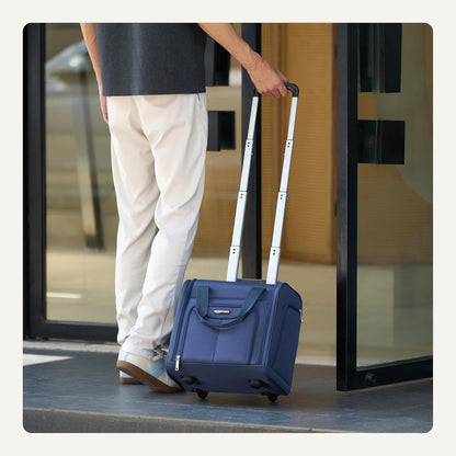 Amazon Basics Underseat Carry On Luggage with Wheels - 14" Rolling Travel Bag, Navy