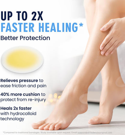 Dr. Frederick's Original Better Blister Bandages - 12ct - Water Resistant - 40% More Cushioning - Hydrocolloid Bandages for Foot, Toe, & Heel - Blister Pads for Prevention & Recovery - Variety Pack