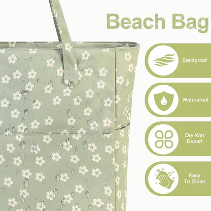 Waterproof Beach Tote Pool Bags for Women Ladies Extra Large Gym Tote Carry On Bag With Wet Compartment for Weekender Travel