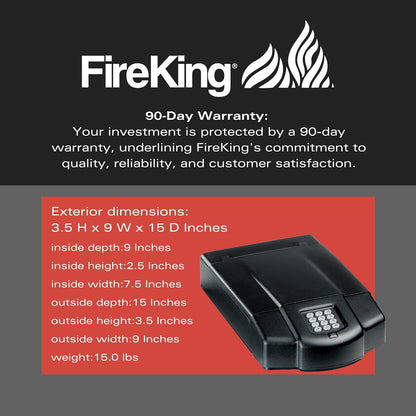 FireKing Safe, Lock Box for Home, Compact Safe for Valuables, Small & Portable, Programmable, Black