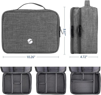 ORIENT FAMULAY Travel Organizer, Waterproof Cable Bag for Electronic Accessories Double Layer Large Shockproof Storage Bag for Cord, Hard Disk, Power Bank, Tablet -Gray