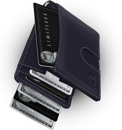 Kings Loot Custom Wallet for Men | Engraved Leather Slim Wallet with Money Clip | Personalized RFID Blocking Design | Minimalist & Stylish Wallets (Blue)