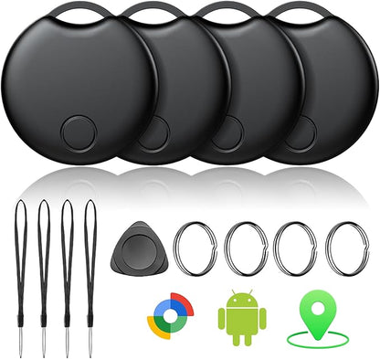 Air Tracker Tags-4 Pack for Android, Bluetooth Tracker Works with Google’s Find Hub | Android Only | Replaceable Battery | Water- Resistance | Item Finder for Luggage, Wallet, Dog, Key,Suitcases