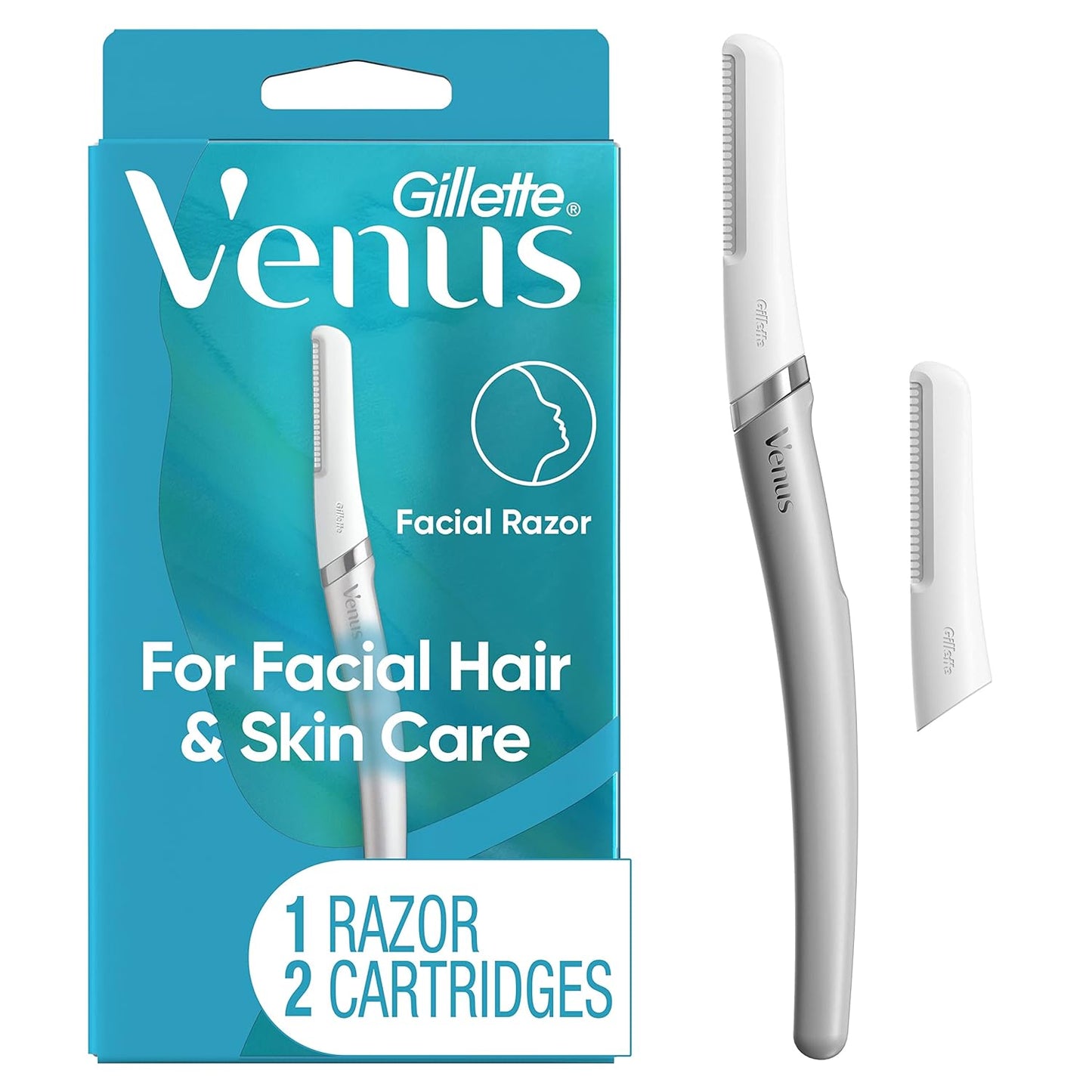 Gillette Venus Dermaplaning Tool, 2 Blade Refills, Exfoliating Face Razors for Women, Eyebrow and Facial Dermaplane Razor