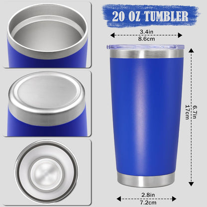 20 oz Tumbler Coffee Tavel Tumblers Bulk with Lid Stainless Steel Double Wall Vacuum Insulated Mug Powder Coated Cups fit Car Cupholder for Hot and Cold - Dark Blue, 12Pack