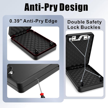 Gun Safe for Pistols Small Handgun Lock Box with Security Cable Portable Travel Pistol Safe for Car, Home, Travel