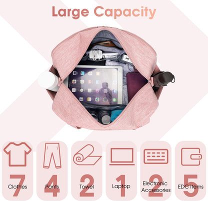 Narwey 18" Carry on Bag with Laptop Compartment 14 Inch Travel Duffel Bag for Spirit Airlines Personal Item Bag Overnight Weekender Bag with Wet Pocket for Women and Men (Pink)