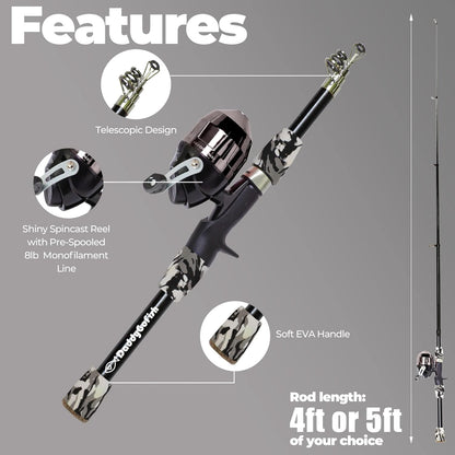 DaddyGoFish Kids Fishing Pole - Rod Reel Combo Tackle Box Starter Set - First Year Small Gear Kit for Boys Girls Toddler Youth Age Beginner Little Children