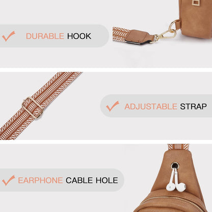 Telena Small Sling Bag for Women Leather Crossbody Fanny Packs Chest Bag for Women