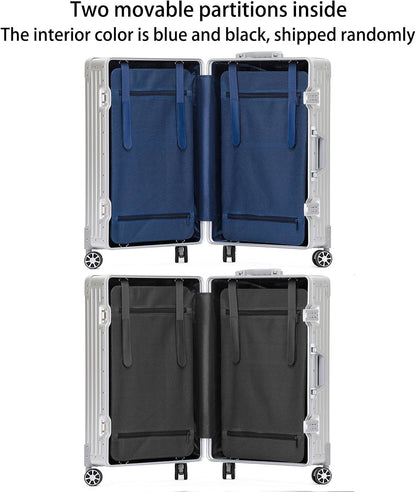 Metal All Aluminum Carry-on Luggage TSA Customs Lock Zipperless Silent Rotary Wheel Business Suitcase Aluminum Frame Set (titanium gold, 26 '')