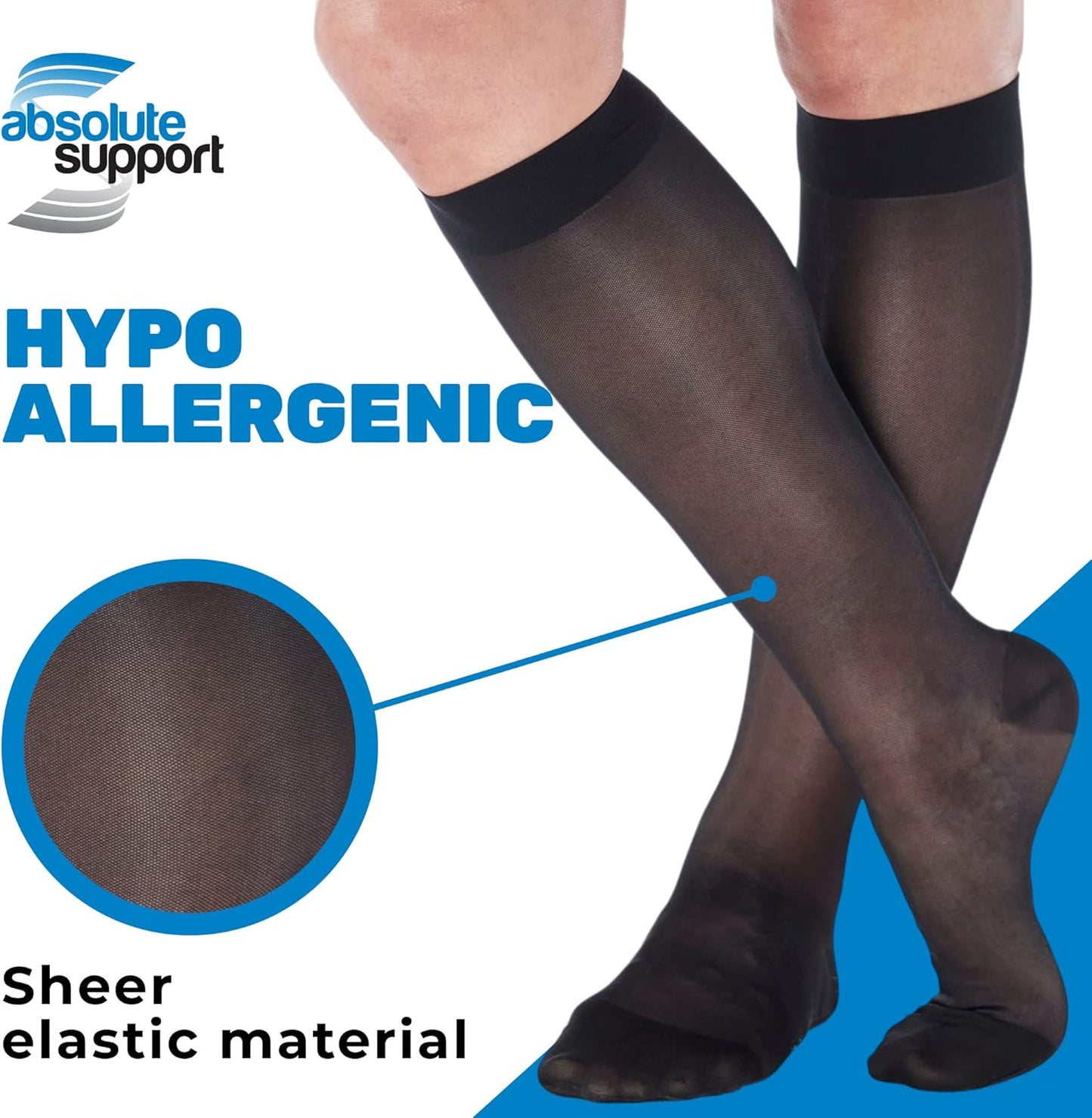 (3 Pairs - Closed Toe) Made in USA - Plus Size Compression Stockings for Women 15-20mmHg - Womens Sheer Compression Knee High for Varicose Veins, Swelling, Pain Relief - Black, 2X-Large - A101BL5-3