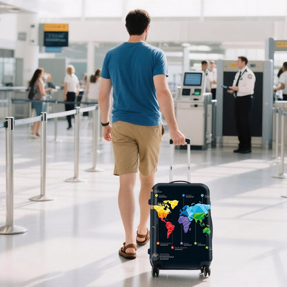 WUJIAONIAO Travel Luggage Cover Baggage Suitcase Cover Protector Skins 18-32 Inch (map, S (for 18-20 inch luggage))