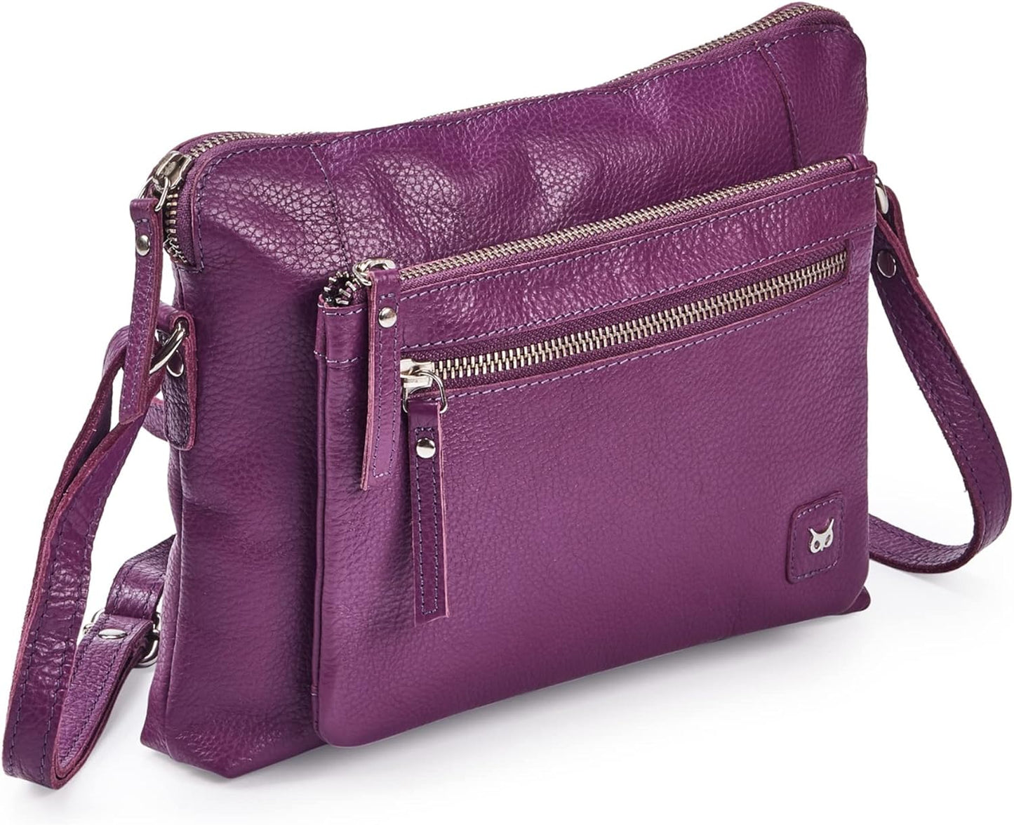 Wise Owl Accessories Small Soft Pebbled Real Leather Crossbody Handbags Purses Sling Crossover Shoulder Bag