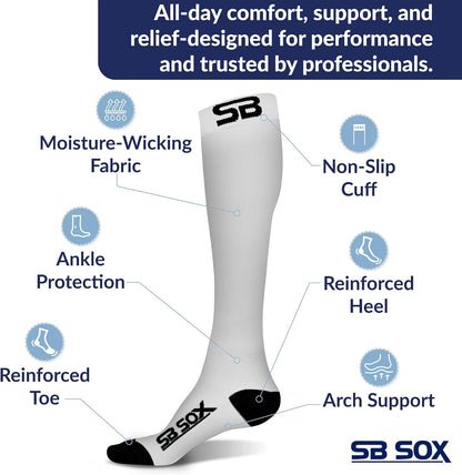 SB SOX Compression Socks for Men & Women (20-30 mmHg) - Best Support Stockings for Travel, Medical, and Sports - Perfect for Everyday Wear