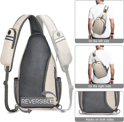 G4Free Sling Bag RFID Blocking Sling Backpack Crossbody Chest Bag Daypack for Hiking Travel(Ivory)