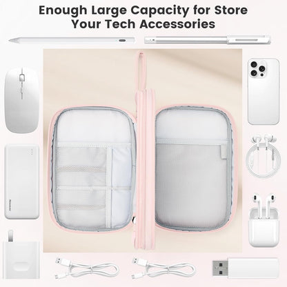 Skycase Tech Pouch - Lightweight Electronics Organizer Travel Case, Double Layers Travel Cable Organizer, All-in-One Storage Bag for Charger, Cord, Phone, Flash Drive, Accessories
