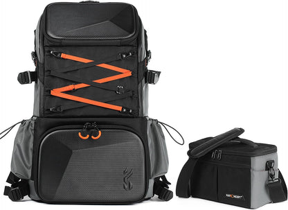K&F Concept Camera Bag EVA Waterproof 2 in 1Camera Backpack Shoulder Bag 32L Large Capacity with Rain Cover Storage for 15.6" Laptop for Photography