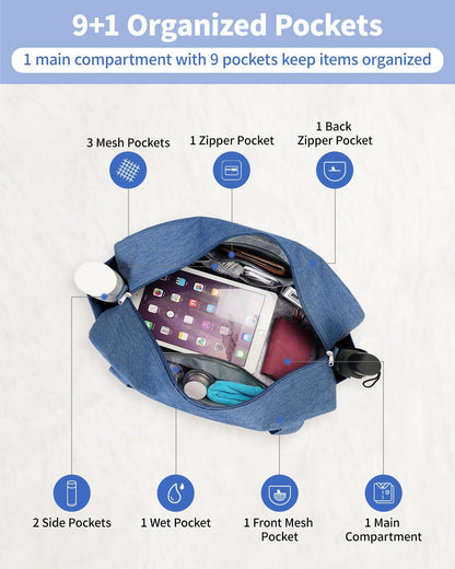 Narwey For Spirit Airlines Personal Item Bag 18x14x8, Small Duffle Bag for Travel Duffel for Traveling, Carry on Bag for Airplanes Underseat Overnight for Women and Men (Navy Blue)