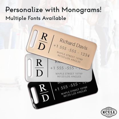 Personalized Luggage Tags for Suitcases 4 Pack - Stainless Steel Custom Luggage Tags for Backpacks & Bags, Sturdy, Waterproof & Heavy Duty (Silver / 3" x 1.25")