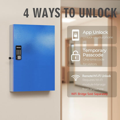 WeHere 192 Key Lock Box Wall Mount, APP Bluetooth/One Time Password/Wi-Fi Remote/Fixed Code/Key Unlock, Smart Key Cabinet, Key Organizer Box for Car Dealert, Hotel, Office, Real Estate Key Manage