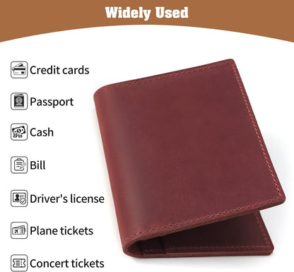 Jack&Chris Leather Passport Holder, Handmade Passport cover, Travel Wallet Cover Case for Men and Women, Leather Travel Documents Organizer Protector, JC107