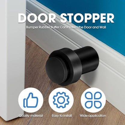 Chumia 30 Pcs Door Stopper Mounted Floor Stops Stainless Steel Cylindrical Stopper Modern Decorative Rubber Bumper Stops Holder Wall Protector for Bottom or Top of Door (Black)