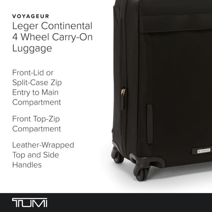 TUMI - Voyageur Leger 4 Wheeled Luggage - Women's Lightweight and Spacious, Sleek Silhouette, Durable Premium Suitcase - 21.8" Continental Expandable Carry-On, Black with Gold Hardware