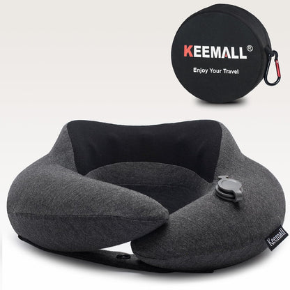 Inflatable Neck Pillow, Premium Travel Neck Pillow for Airplane Headrest Sleep - 3rd Generation, Double Comfort Plane Pillow for Long Flight