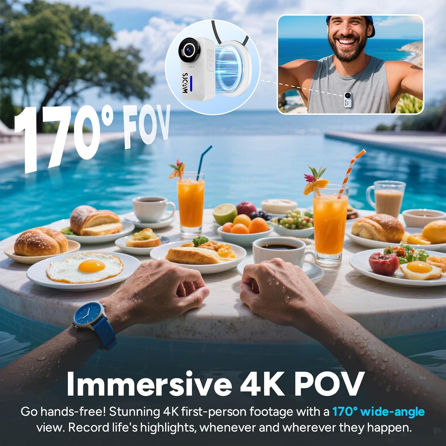 SJCAM C110Plus Magnetic Combo,4K POV Action Camera with Stabilization of 6-Axis,170° FOV,Mini Body Cam, Waterproof,Wearable,Portable POV,Built-in Spkr & Mic for Vlogging, with Helmet Mount Kits,White