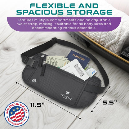 Travel Money Belt & Passport Holder - RFID Blocking Slim Travel Wallet & Fanny Pack for Men and Women - Essential Travel Pouch for Cash, Credit Cards, and Documents (Beige)