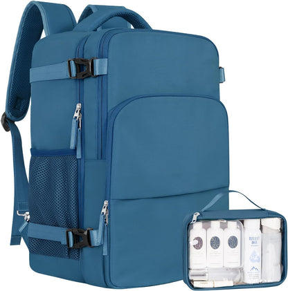 Travel Backpack, Carry on Flight Approved Backpack with Multi-Pockets, TSA Waterproof 17.3inch Laptop Backpack, Personal Item Travel Bag for Men Women, Deep Blue