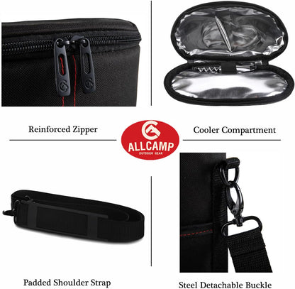 ALLCAMP 2 Bottle Wine Tote Carrier - Insulated Portable Padded Canvas Wine Bag for Travel, BYOB Restaurant, Wine Tasting, Party, Great Christmas Day Gift for Wine Lover，Black