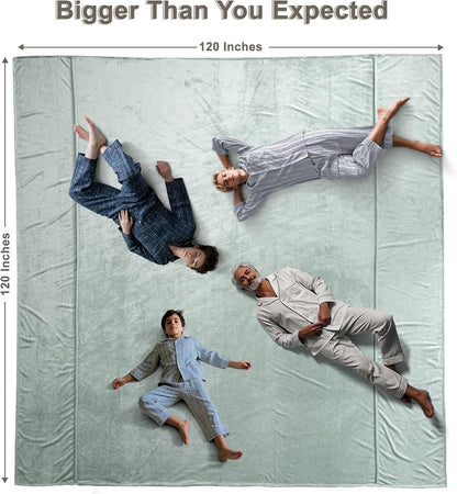 PHF Oversized King Fleece Blanket 120"x120", No Shed No Pilling Big Soft Blanket, Extra Large 10'x 10' Lightweight for Bed, Sofa Travel and Camping, Suitable for All Season, Sage Green