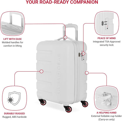 SwissGear 7366 Hardside Expandable Luggage with Spinner Wheels, White, 2-Piece Set (19/27)