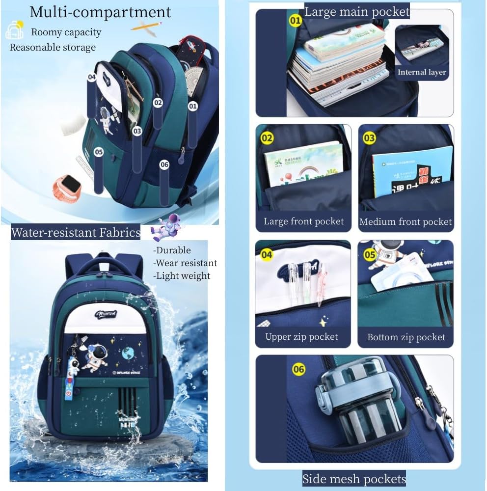 Astronaut-space Backpack for Boys-Girls Elementary Middle School Backpack Book Bags for Girls Kids Lightweight Back Pack Red