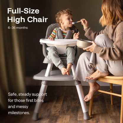 HARPPA 6 in 1 Baby High Chair, Convertible Infant Feeding Chair for Babies & Toddlers Table, Dining Booster Seat with Removable Tray, Grey
