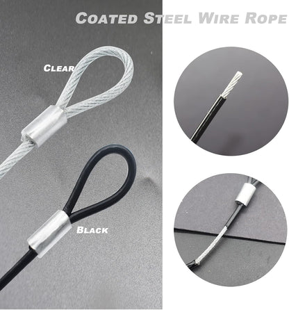 7FT 4mm Stainless Steel Outdoor Travel Security Cable Lock,Braided Steel Coated Safety Cable Luggage Lock,Safety Cable Wire Rope Double Loop Lightweight
