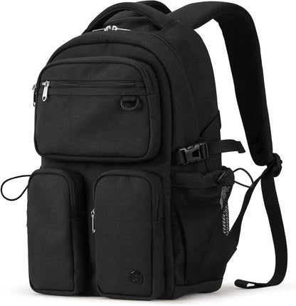mixi Travel Laptop Backpack, Lightweight Durable School Bookbag Men Woman 15.6" Computer Bag, Water Resistant Outdoor Hiking Backpacks With Multifunction Pockets, 17 Inch, Black