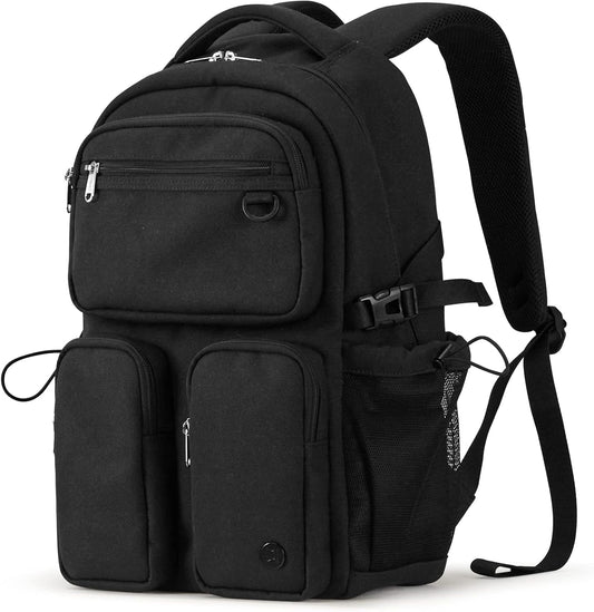 mixi Travel Laptop Backpack, Lightweight Durable School Bookbag Men Woman 15.6" Computer Bag, Water Resistant Outdoor Hiking Backpacks With Multifunction Pockets, 17 Inch, Black