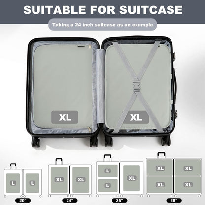 Compression Packing Cubes for Travel Essentials, 2 Pack Expandable Travel Cubes for Packing Bags Suitcase Organizer, Grey