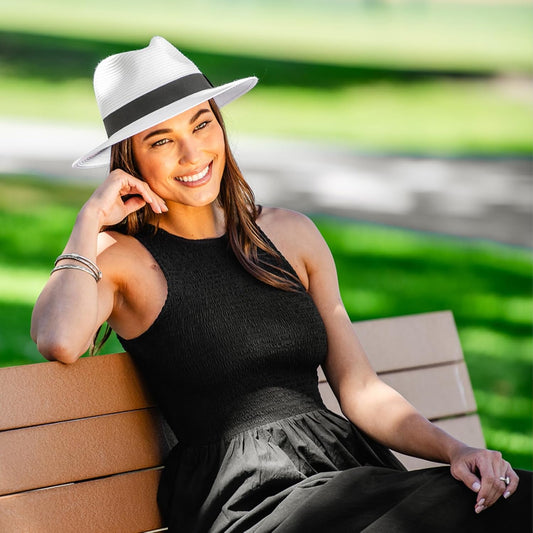 Wallaroo Hat Company Women’s Petite Palm Beach Fedora – UPF 50+ UV Protection Sun Hat, Packable, Adjustable, Small Size