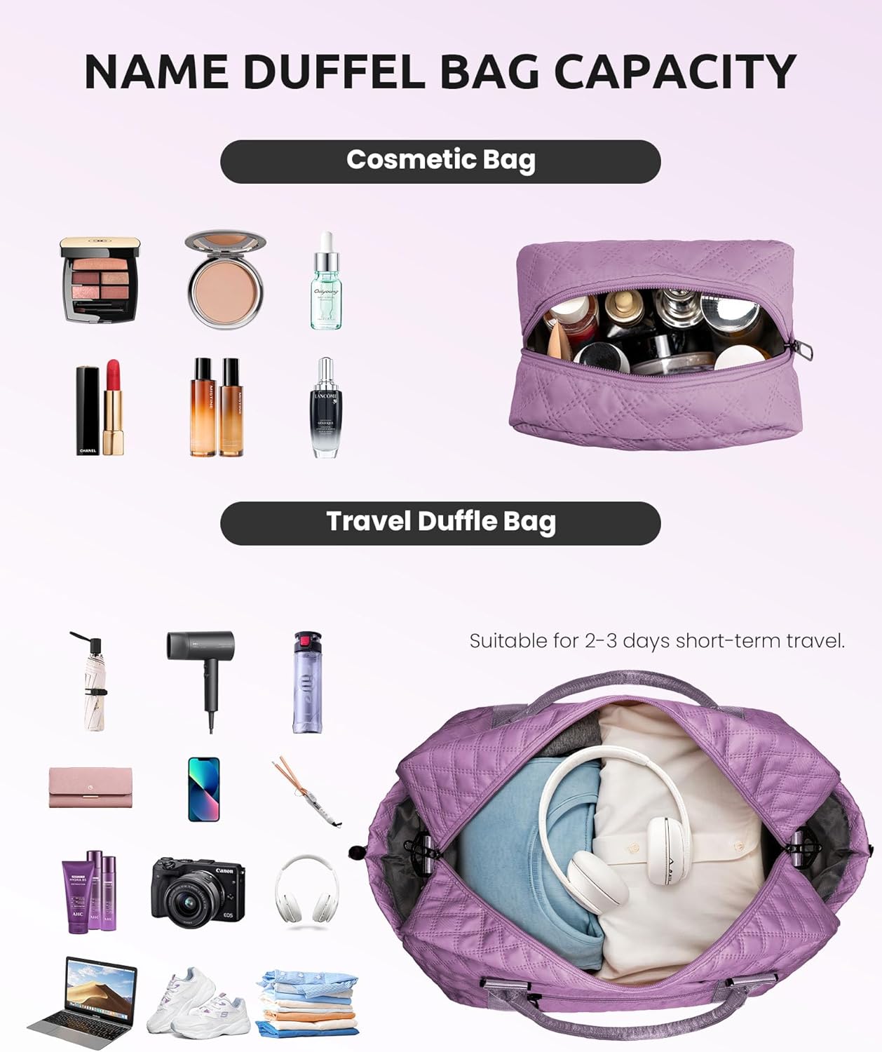 Gifts for Girls-Duffle Bag with Shoe Compartment, Personalized Weekender Bag, Overnight Bags for Women, Letter Travel Bag with Makeup Bag，Tween Girls Trendy Stuff Gift (Letter B)